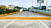 The installed channels in front of the Alfredo V Bonfil underpass